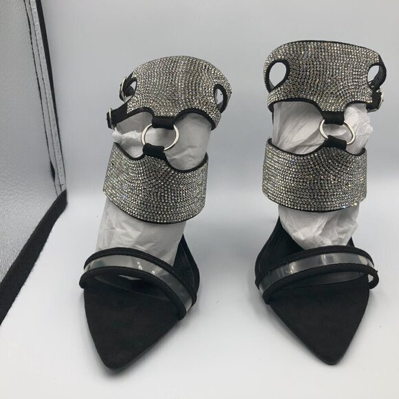 Cape Robbin Damita Black Suede Rhinestone Womens High Heels Size 6 (Brand New) - Picture 5 of 9